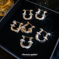 Crystal U Shape Hoop Earrings in Three Styles Statement Jewelry view 1