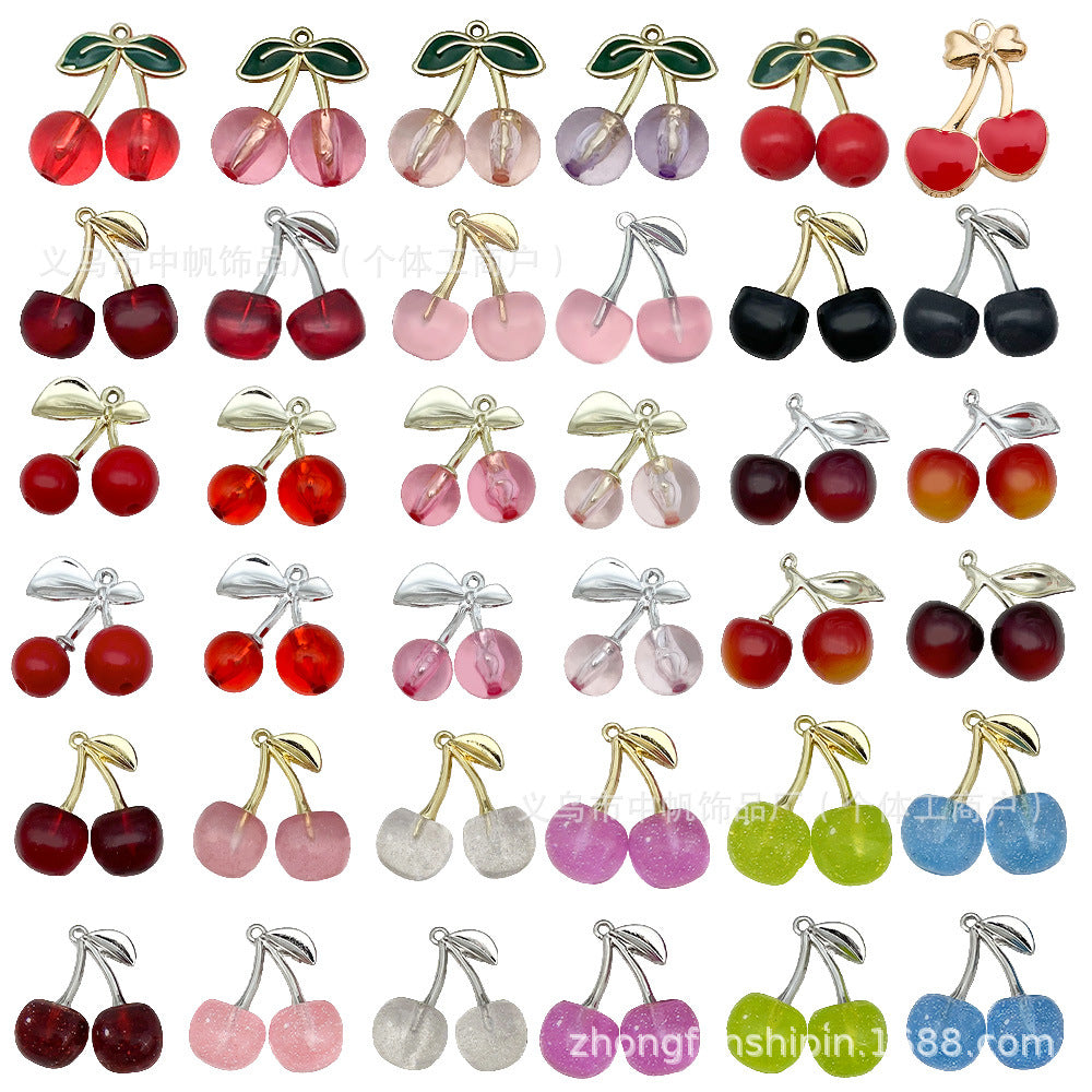 Acrylic Cherry Fruit Charm Pendant for DIY Necklace Bracelet Earrings Jewelry Making