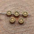 Double-Sided Sunflower Round Beads in Two Antique Finishes view 4