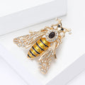 Gold Tone Rhinestone Bee Brooch Yellow Enamel Body view 3