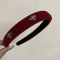 Velvet Fabric Bee Rhinestone Headband Red Black 2 Colors view 6