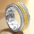 Two-Tone Wide Band Ring with Gold Pavé Center Rows view 1