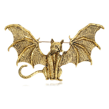 Gold Tone Cat Two Designs Metal Brooch Pin for Jackets and Lapels