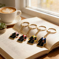 Enamel Graduation Gown Keychain Gold Ring Four Colors view 4