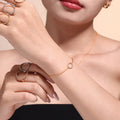 Oval Zircon Circle Necklace Bracelet Ring Titanium Steel view 3