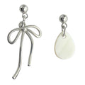 Asymmetric Silver Bow Shell Drop Earrings Mismatched Pair view 5