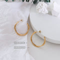Twisted Double Rope C-Hoop Earrings Gold Steel Titanium view 2
