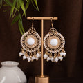 Red Green and White Woven Medallion Bead Hook Earrings view 8