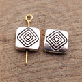 Antique Silver Textured Square Flat Beads in Two Sizes view 2