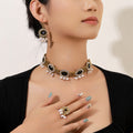Five Color Choker Earring and Ring Coordinated Jewelry Sets view 5