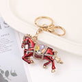 Enamel Rhinestone Horse Keychain Gold Clasp Wine Blue Black view 4