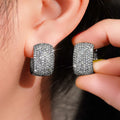 Wide Pave Rectangular Hoop Earrings In Four Metal Finishes view 8