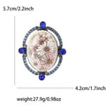 Floral Cameo Crystal Metal Brooch in Blue and Pink view 6