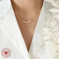 Five Faux Pearl Bar Necklace Gold Steel Thin Chain Collar Style view 3