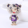 Crystal Leopard Cub Brooch With Heart Shirt in Four Colors view 9