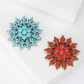 Baroque Snowflake Brooch Turquoise Red Cabochon Antique Gold Pin view 1