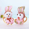 Pink Rabbit Keychains in Standing and Sitting Poses with Braided and Clasp Free Loops view 3