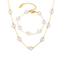Shell Pearl Station Necklaces and Bracelets Gold Chain view 5