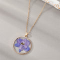 Gold Tone Birth Month Pressed Flower Resin Necklaces and Pendants view 12