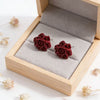 Burgundy Rose Studs