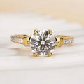 Round Clear Solitaire Bow-Detail Ring In Polished Gold Tone view 5
