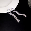 Silver Rhinestone Long Tassel Drop Earrings 11 Styles view 3