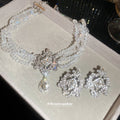 Crystal Bead Drop Pendant Choker And Clip Earrings view 3
