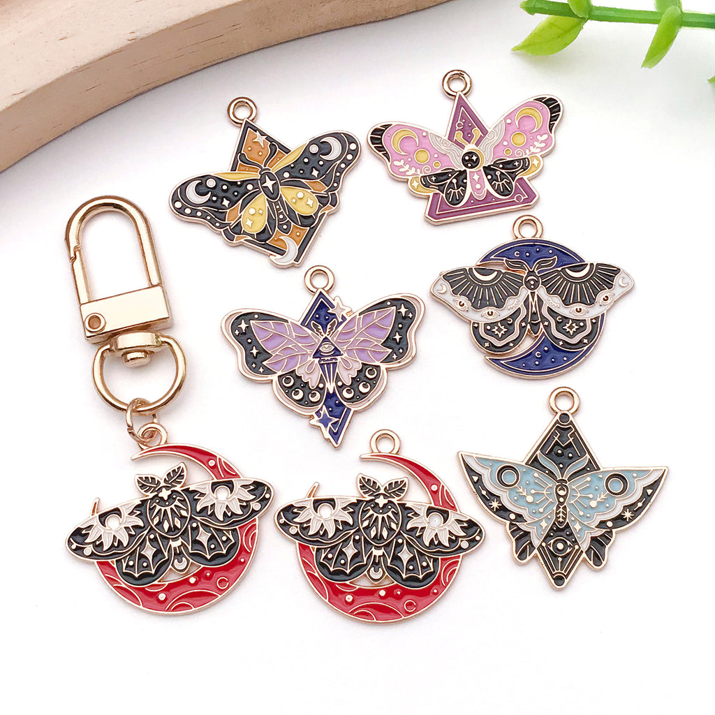 Enamel Zinc Alloy Flower Moon Butterfly Charm Pendant for DIY Necklace Earrings Keychain