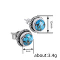 Antique Silver Rope Bezel Turquoise Round Stud Earrings view 4