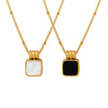 Square Shell And Black Acrylic Pendant Necklace Multi view 5