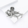 Octopus Brooch In Metal With Colored Crystals And Curling Tentacles view 3