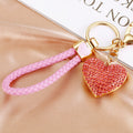 Double Sided Crystal Heart Keychains with Braided and Plain Loop Options view 6