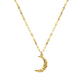 Textured Crescent Moon Pendant Necklace Gold And Steel view 5