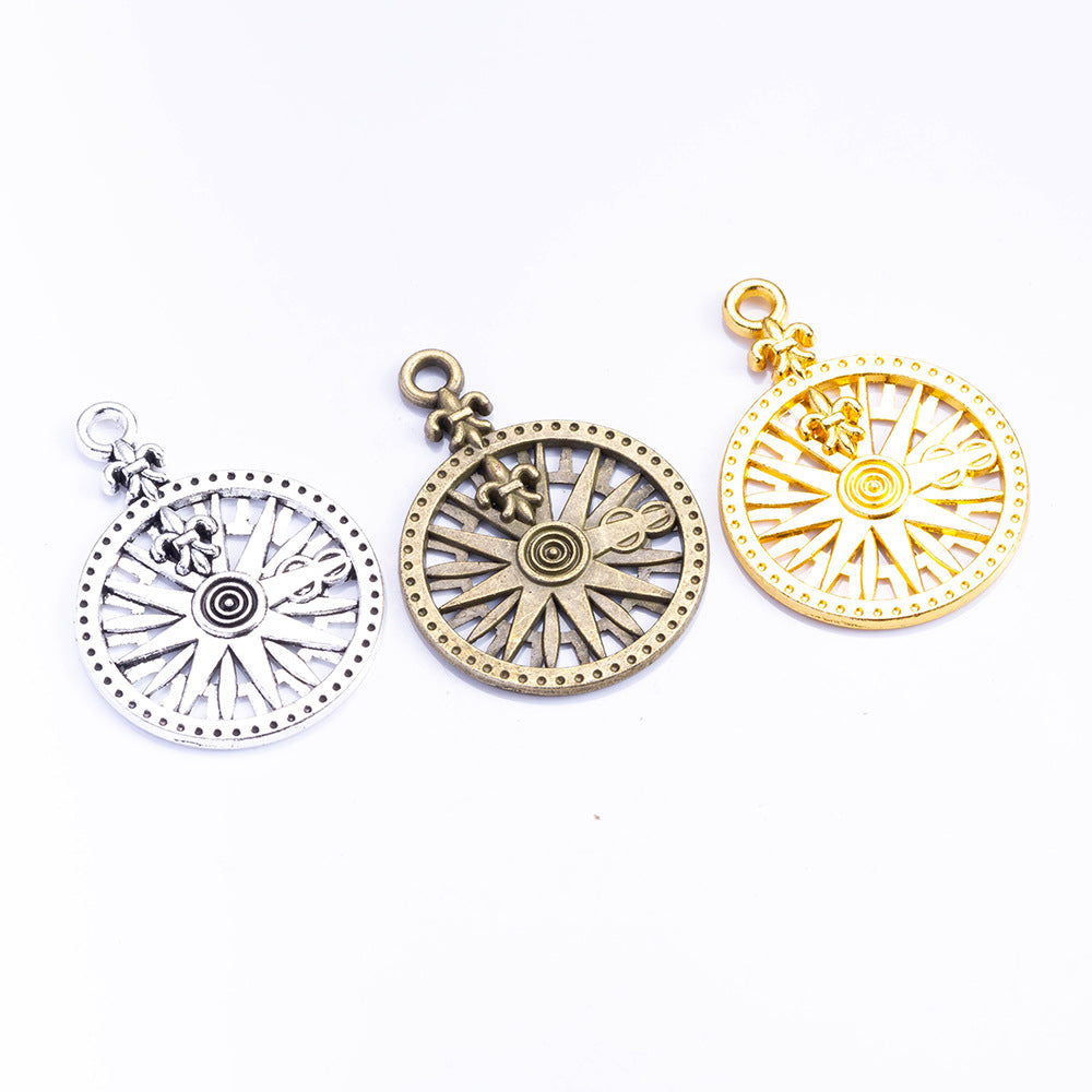 26x36mm Alloy Compass Charm Pendant for Necklace or Clothing