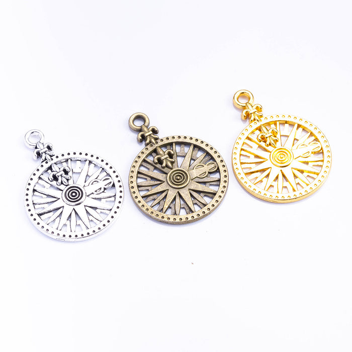 26x36mm Alloy Compass Charm Pendant for Necklace or Clothing