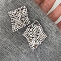 Open Center Crystal Mesh Diamond Stud Earrings in Two Finishes view 3