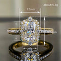 Rectangular Clear Solitaire Floral Halo Ring In Gold Tone view 4