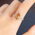 Silver Tone Yellow Pear Halo Pavé Band Finger Ring view 4