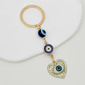 Rhinestone Evil Eye Beaded Chain Keychain Gold Tone view 10
