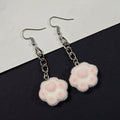 Flocked Cat Paw Chain Drop Earrings in Four Soft Colors view 7