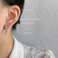 Silver Bamboo Node Stud Earrings Gray Blue Center Segment view 2
