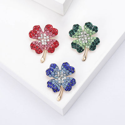 Crystal four leaf clover shown from the front