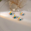 Multicolor Enamel Teardrop Stud Earrings Pastel Mosaic view 1