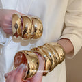 Gold Glossy Geometric Chunky Bangle Eight Shape Styles view 2