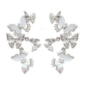 Silver Butterfly Cascade Stud Earrings With Blue Accents view 5
