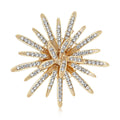 Layered Rhinestone Sunburst Flower Brooch in Silver and Gold view 1