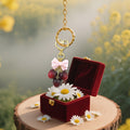 Pink Bow Three Cherry Charms Gold Heart Clasp Keychain view 4