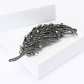Long Dark Crystal Feather Brooch in Two Colorways for Jackets and Scarves view 3