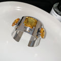 Silver Wide Open Cuff Bracelets Three Square Crystals Five Colors view 10