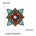 Geometric Floral Brooch with Red and Turquoise Stones view 7